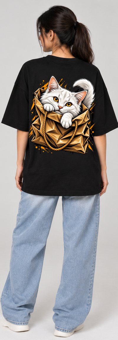 Oversized Tshirt Cat in The Bag