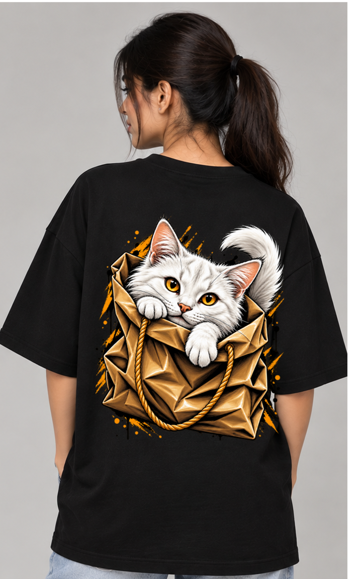 Oversized Tshirt Cat in The Bag