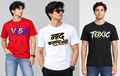 Combo of 3 Regular T-shirts with Print (Naad, Toxic, Vibe)