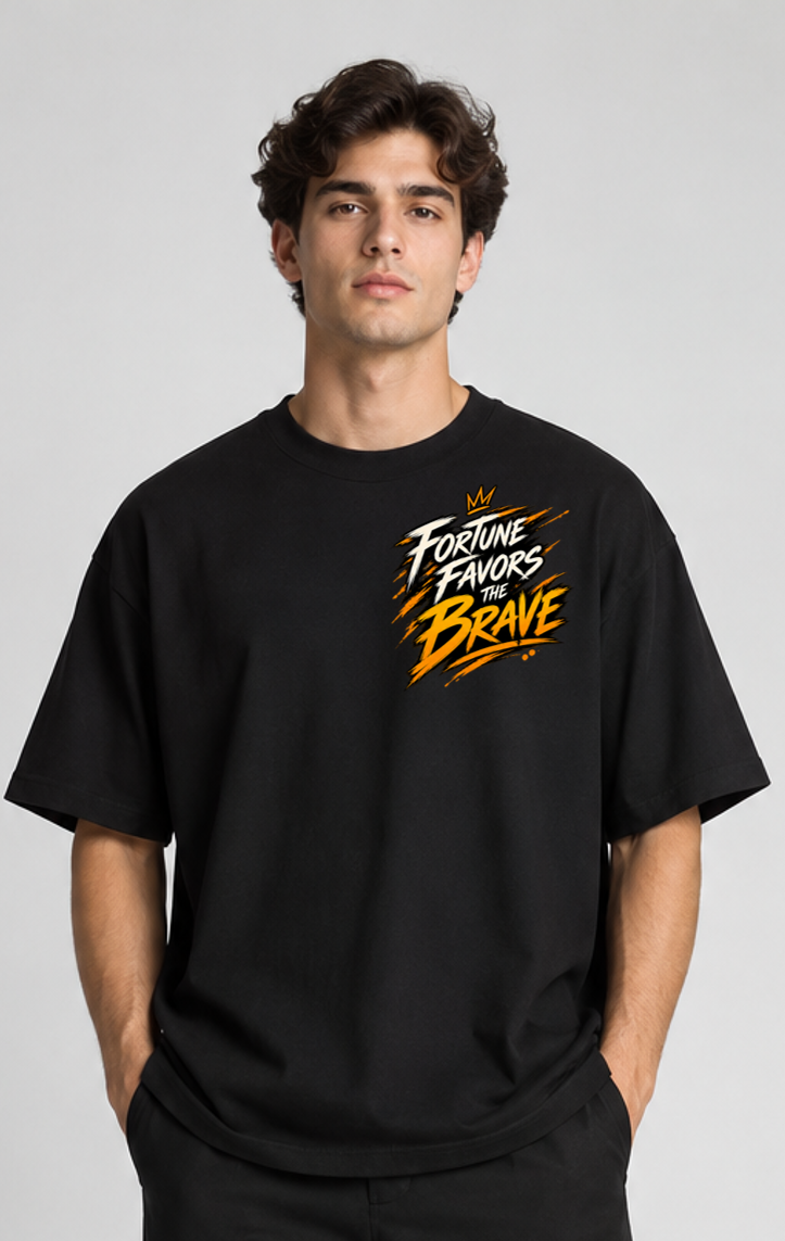 Oversized T-shirt Fortune Favors The Brave WOLF